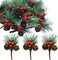 Red Berry Pinecones Pine Needles Stems Picks Artificial Winter Christmas Berries Decor for Crafts Christmas Garland and Holiday Wreath Ornaments, 20 Branch